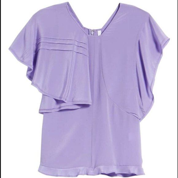 NWT Nordstrom Lewit 100% Silk Ruffle Blouse top - Picture 3 of 8